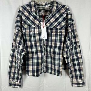 Urban Outfitters Women’s Addison Blue Plaid Boxy Button Down Shirt Top M NWT